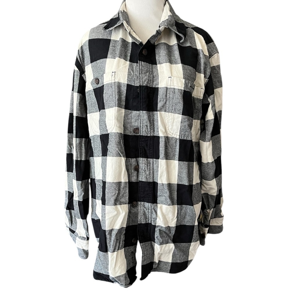 Duluth Trading Buffalo Plaid Cotton Flannel Free Swinging Shirt Size M